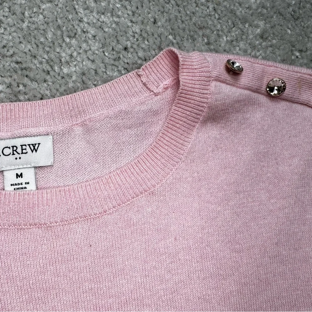 J. Crew Pink Button-Shoulder Sweater-Cotton-Spring